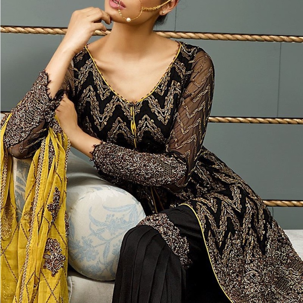 SOLD! Asim jofa peplum style with belt pakistani designer dress